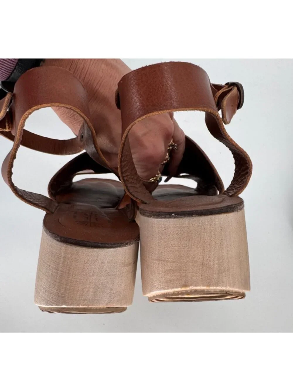 Lili Mill Brown Leather Platform Sandals Women’s Size 40 Italy Adjustable Strap - Picture 7 of 10